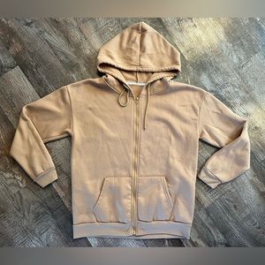 Oversized Tan Zip Up Hoodie